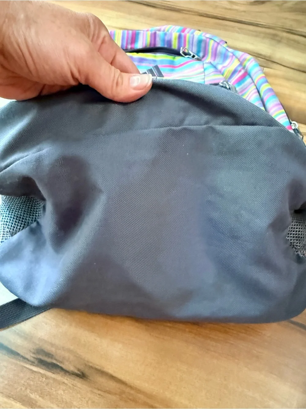 Adidas Multicolor Striped Backpack Gray Bookbag School Travel Laptop Gym 22” - Picture 3 of 10